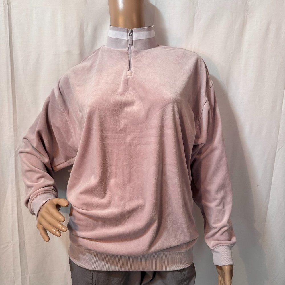 Adias Velour lilac Size XS 1/4 Zip Sweater